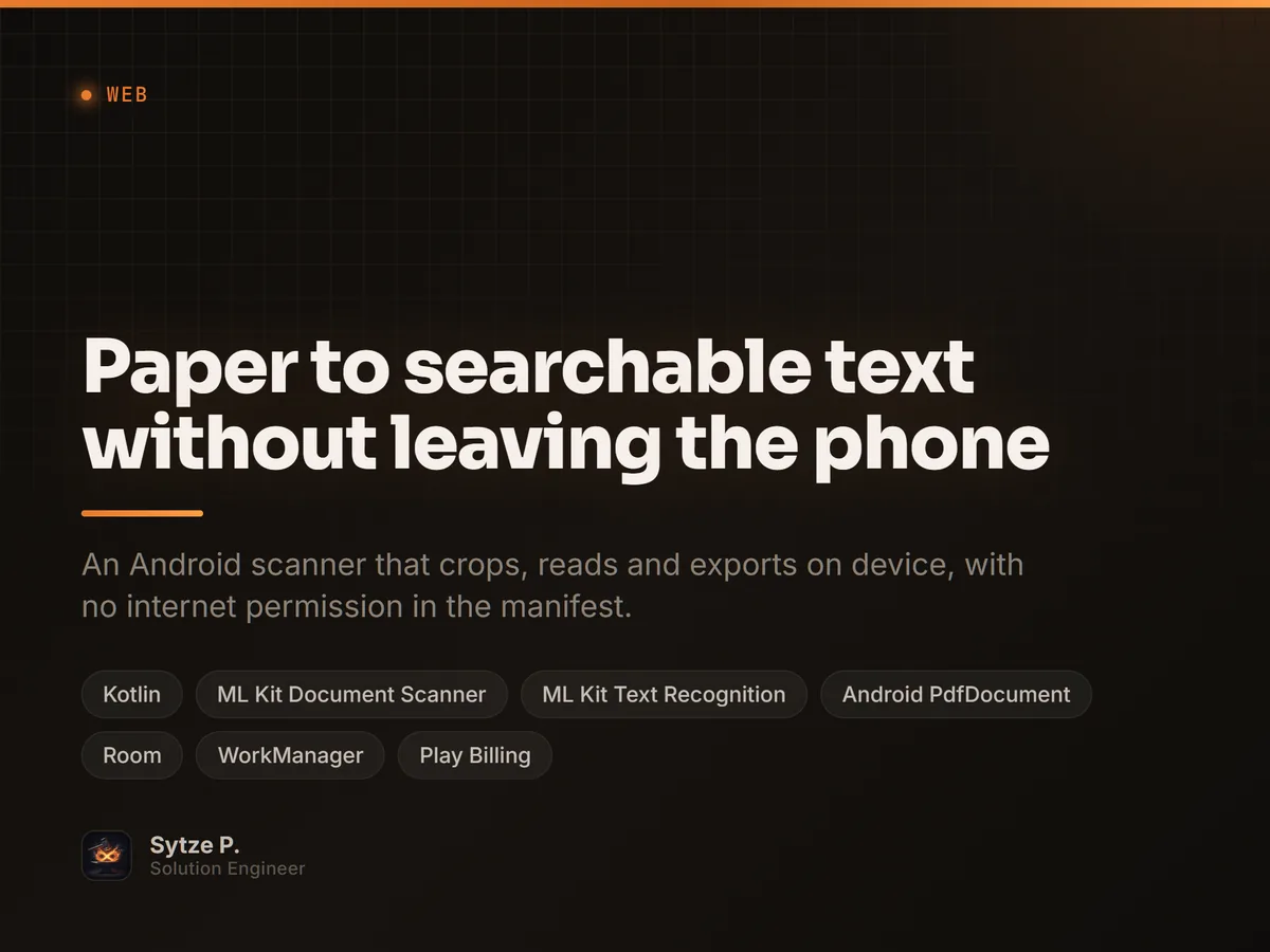 Paper to searchable text without leaving the phone