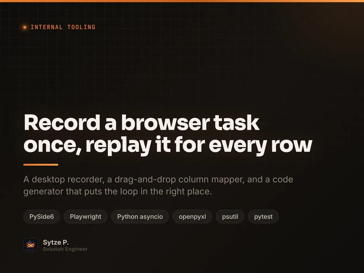 Record a browser task once, replay it for every row