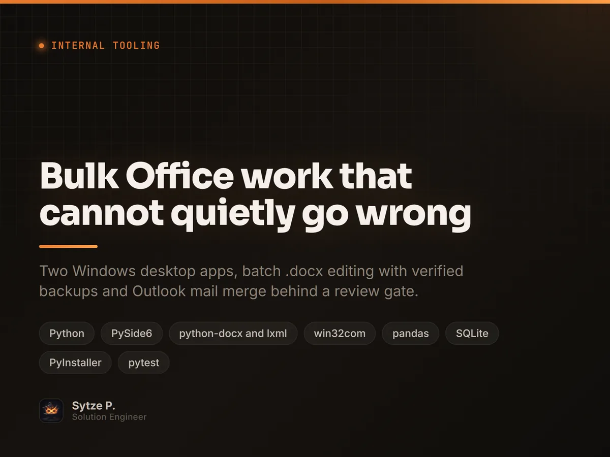 Bulk Office work that cannot quietly go wrong
